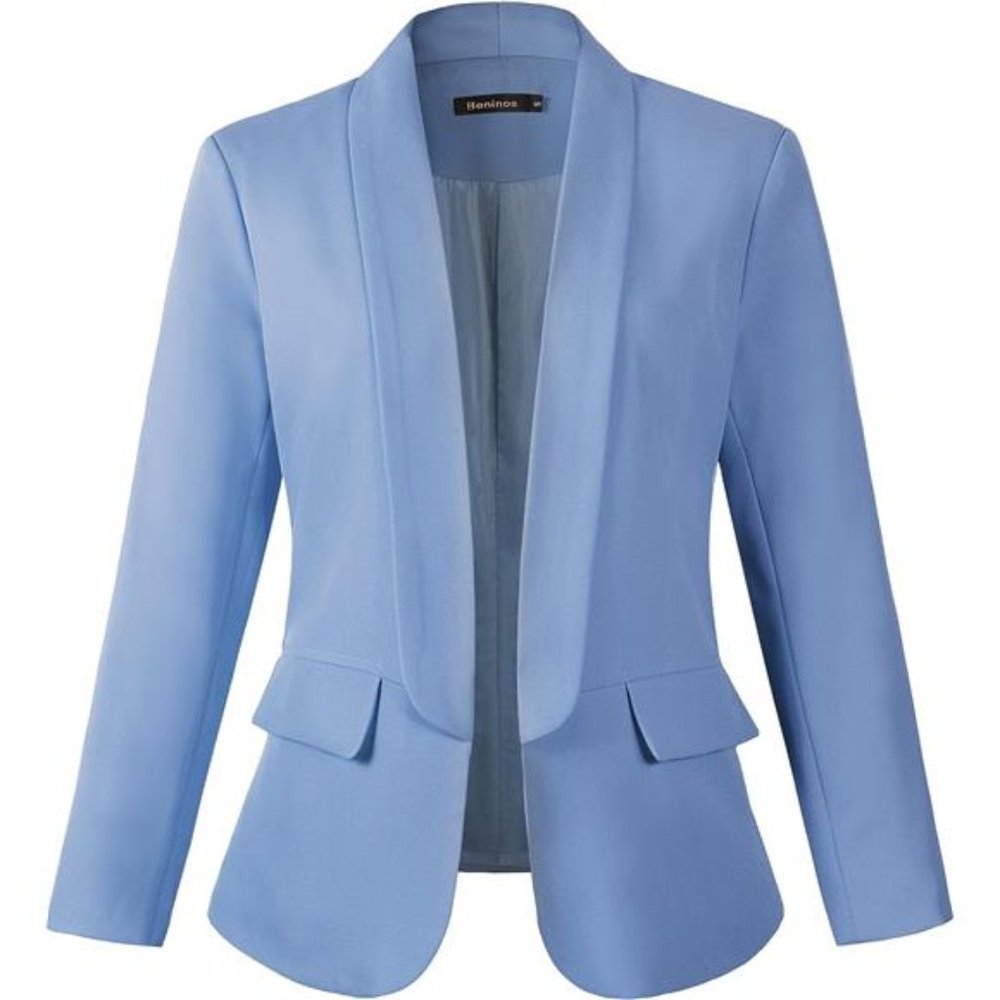 New Large & L Size  Womens Casual Long Sleeve Blazer Jackets with No Button